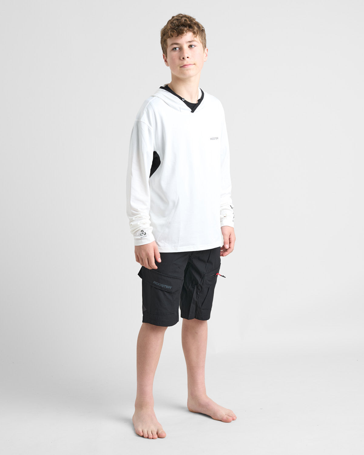 JUNIOR Hooded Quick Dry UVF 50+ Tech T-Shirt Long Sleeved